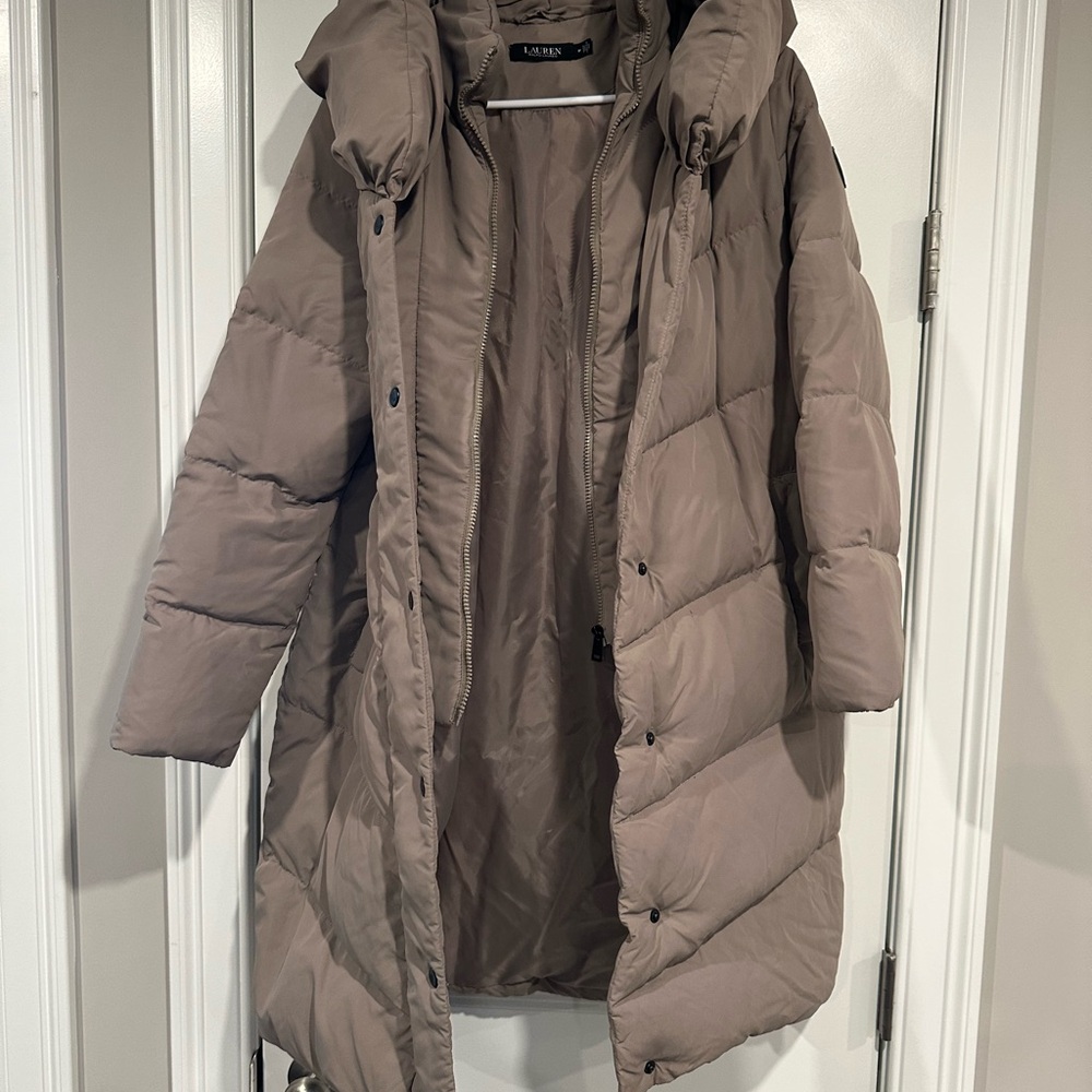 Ralph Lauren Women's Taupe Puffer Coat M